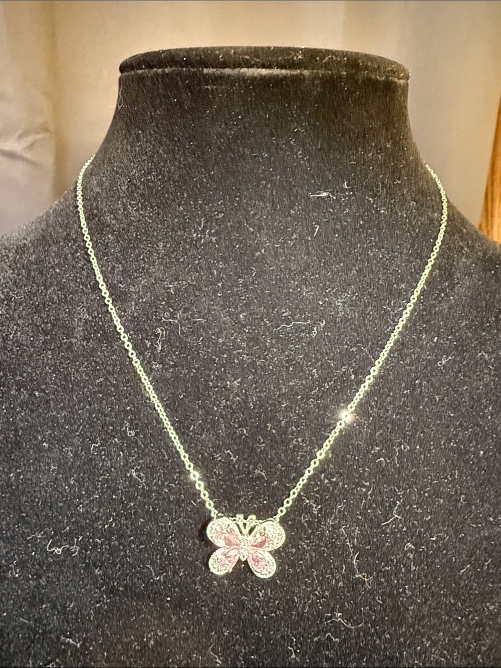 Delicate Pink Butterfly Pendant Necklace - Women Jewelry